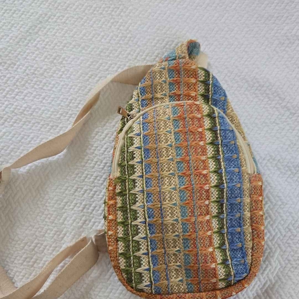 Multicolor Woven Sling Bag